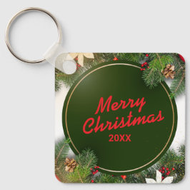Custom Christmas Square Metal Keychain Nyckelring