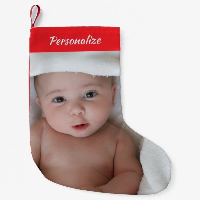 Custom Christmas Stocking Replaceable Photo Liten Julstrumpa (Framsidan)
