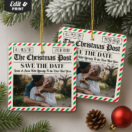 Custom Christmas Wedding Announcement Newspaper Julgransprydnad Keramik