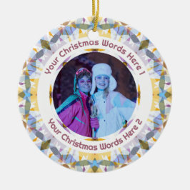 Custom Christmas Yellow Purple Family Photo Gift Julgransprydnad Keramik