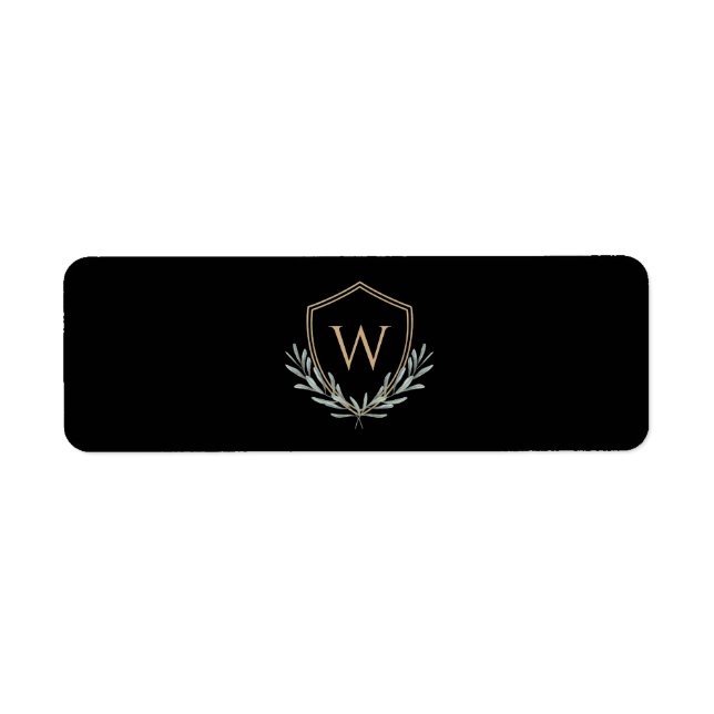 Custom Cigar Band with Monogram Crest Returadress Etikett (Framsidan)