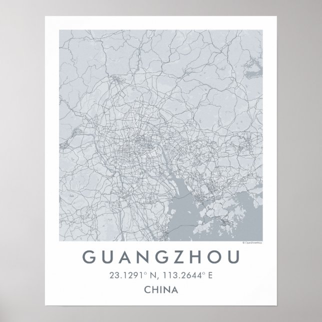 Custom City Map Guangzhou China Wall Art Poster (Framsidan)