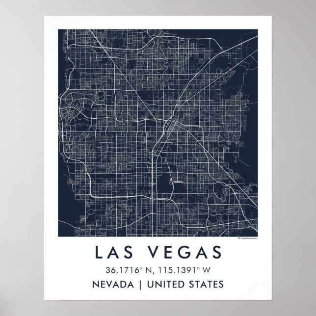 Custom City Map Las Vegas Nevada Wall Art Poster (Framsidan)