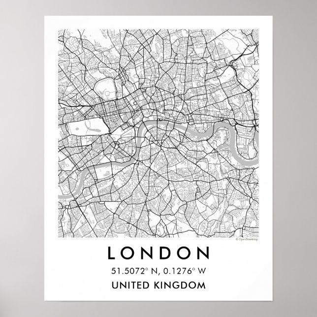Custom City Map London Wall Art Poster (Framsidan)