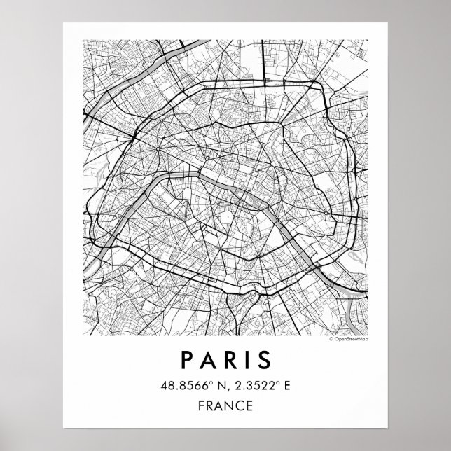 Custom City Map Paris France Poster (Framsidan)