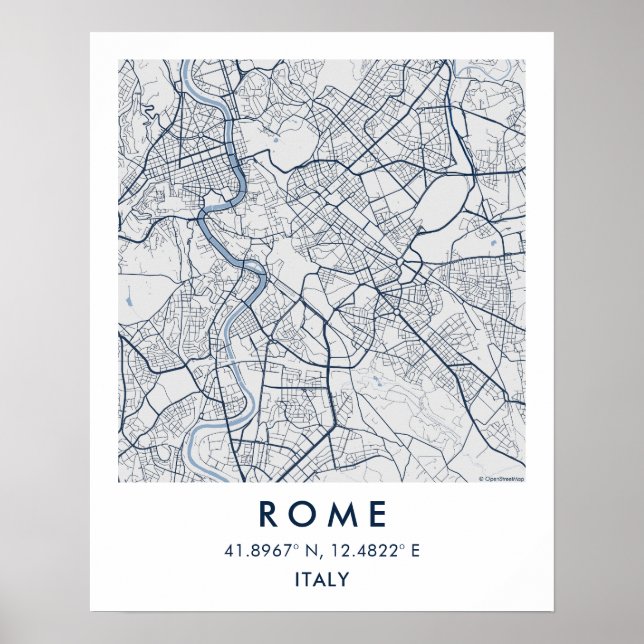 Custom City Map Rome Italy Wall Art Poster (Framsidan)