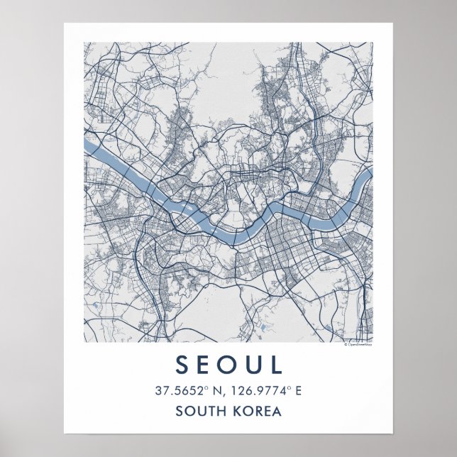 Custom City Map Seoul South Korea Wall Art Poster (Framsidan)