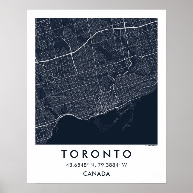 Custom City Map Toronto Canada Wall Art Poster (Framsidan)