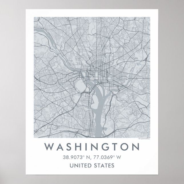 Custom City Map Washington DC Wall Art Poster (Framsidan)