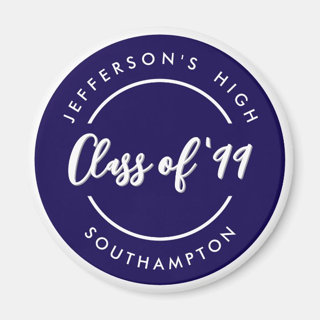 Custom Class of School Graduate Reunion Circle  Magnet (Framsidan)