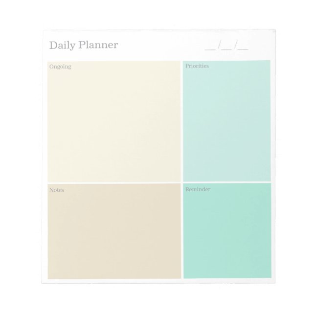 Custom Clean Minimalist Beige Grey Aqua Blue Daily Anteckningsblock (Framsida)