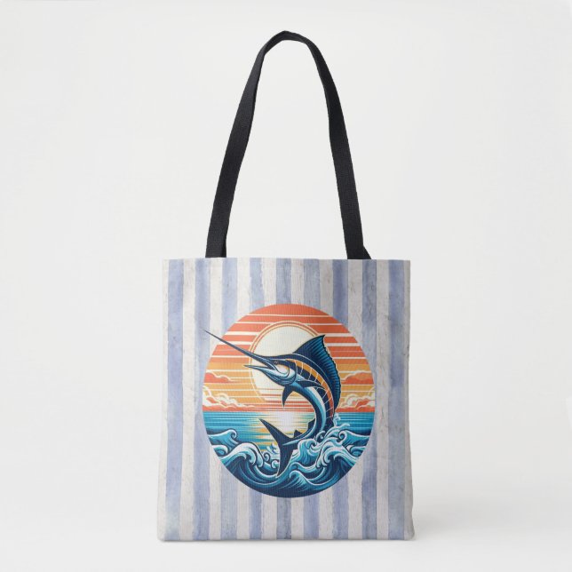 Custom Coastal/nautical/beach marlin sunset Tygkasse (Framsida)