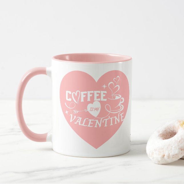 Custom Coffee Lover Pink Heart Arrow Valentine Mugg (Med munk)