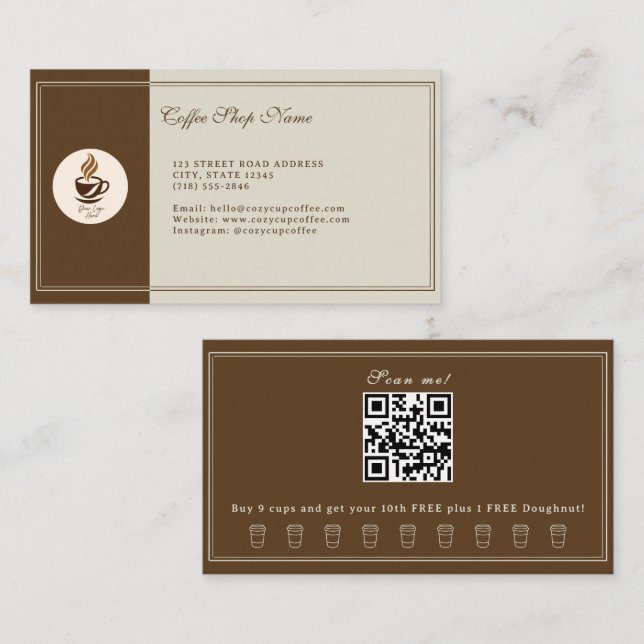Custom Coffee Shop Business Card – Personalized  Visitkort (Fram/baksida)