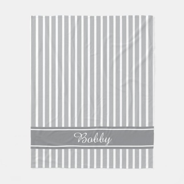 Custom Color and Name Classic Pinstripe Stripe Fleecefilt (Framsidan)