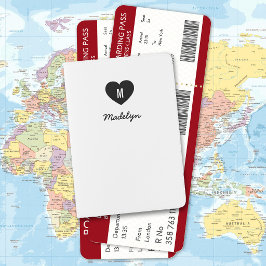 Custom Color Monogram Heart Modern Script Passfodral