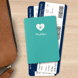 Custom Color Monogram Heart Modern Script Passfodral