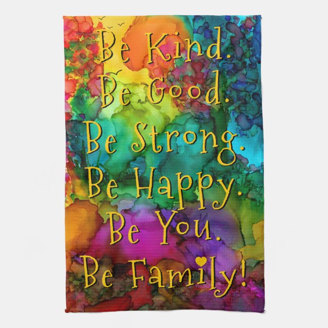 Custom Colorful Inspirational Words Kitchen Towel Kökshandduk (Vertikal)