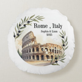 Custom Colosseum Wedding or Honeymoon Keepsake Rund Kudde