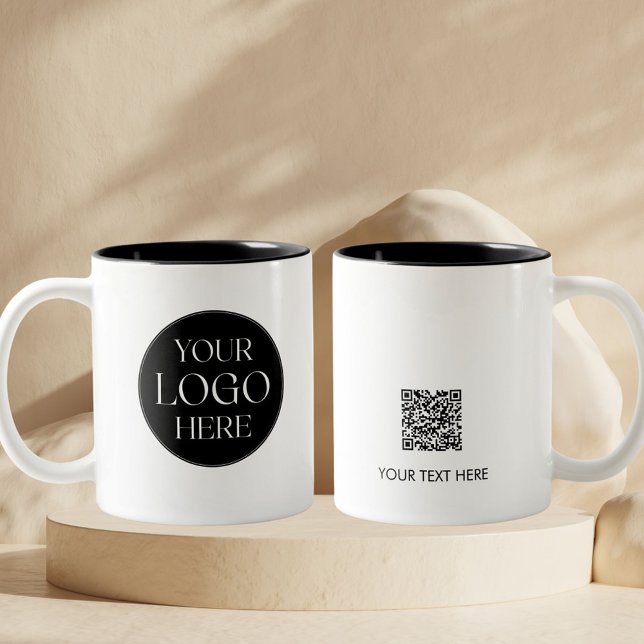 Custom Company Business Logo Branded QR Code Två-Tonad Mugg (Front and Back)