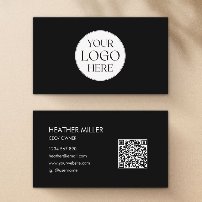 Custom Company Business Logo Minimalist QR Code Visitkort (Front and Back)