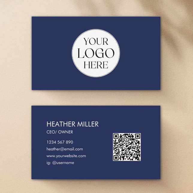 Custom Company Business Logo Minimalist QR Code Visitkort (Front and Back)