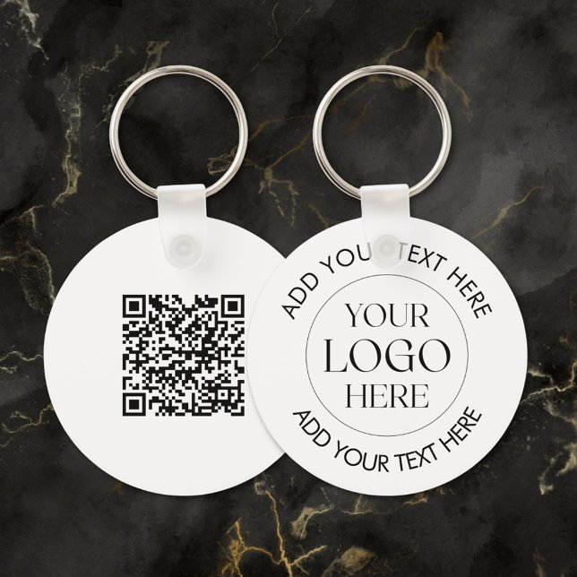 Custom Company Business Logo QR Code Modern Nyckelring (In situ)
