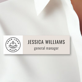 Custom Company Logo Beige Employee Namnbricka