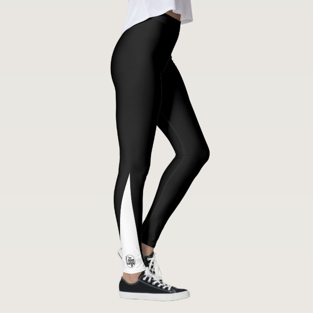 Custom Company Logo Black and White Leggings (Höger)