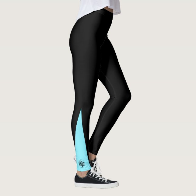 Custom Company Logo Black & Electric-Blue Leggings (Höger)
