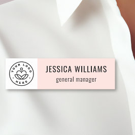 Custom Company Logo Blush Pink Employee Namnbricka