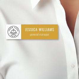 Custom Company Logo Mustard Yellow Employee Namnbricka