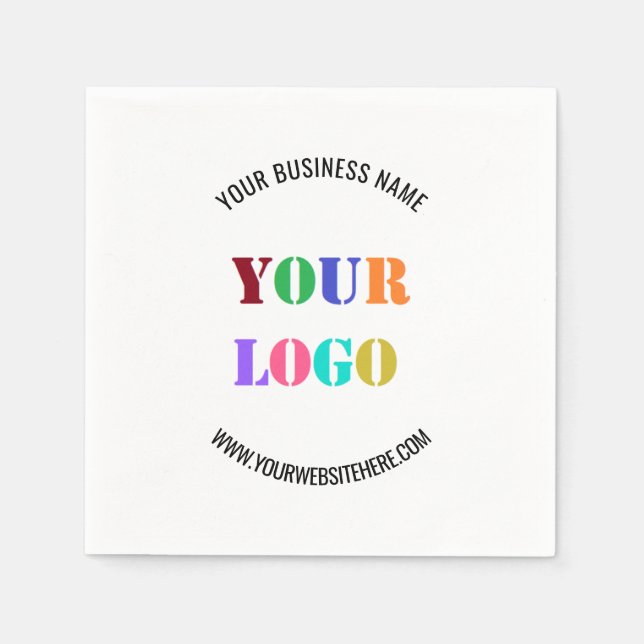 Custom Company Logo Name Website Business Napkins Pappersservett (Framsidan)
