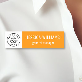 Custom Company Logo Orange Employee Namnbricka