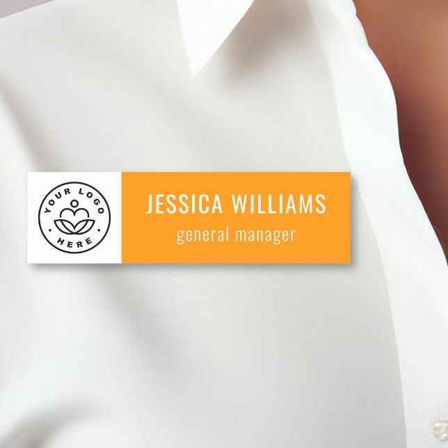 Custom Company Logo Orange Employee Namnbricka (Skapare uppladdad)