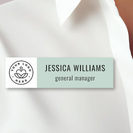 Custom Company Logo Pastel Green Employee Namnbricka