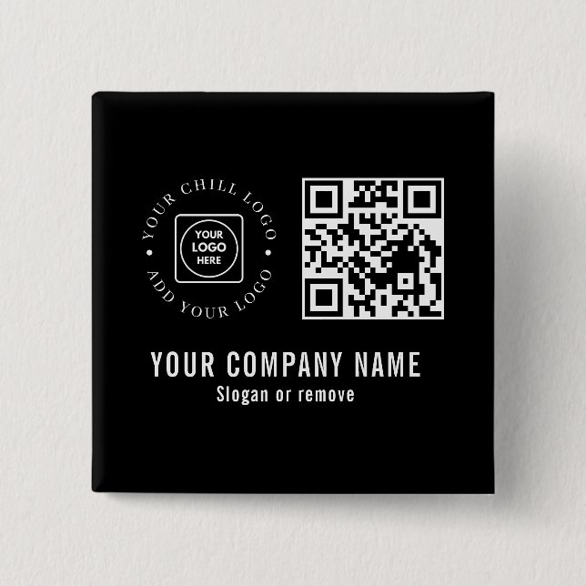 Custom Company Logo QR Code Minimalist Design Knapp (Framsida)