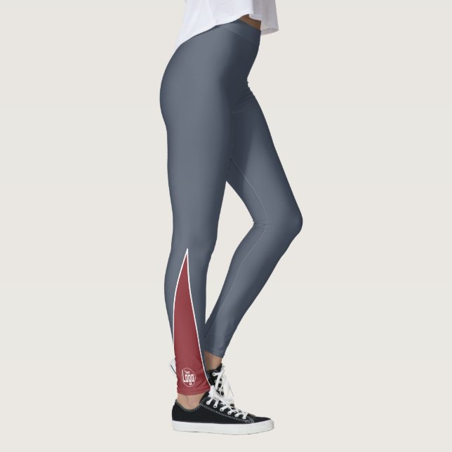 Custom Company Logo Red Accent Grey  Leggings (Höger)