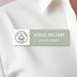 Custom Company Logo Sage Green Employee Namnbricka