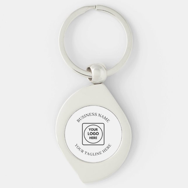 Custom Company Logo Slogan Promo Keychains Swirl Silverfärgad Nyckelring (Framsidan)