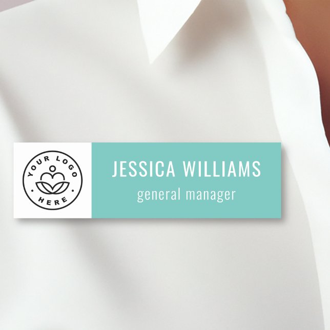 Custom Company Logo Teal Employee Namnbricka (Skapare uppladdad)
