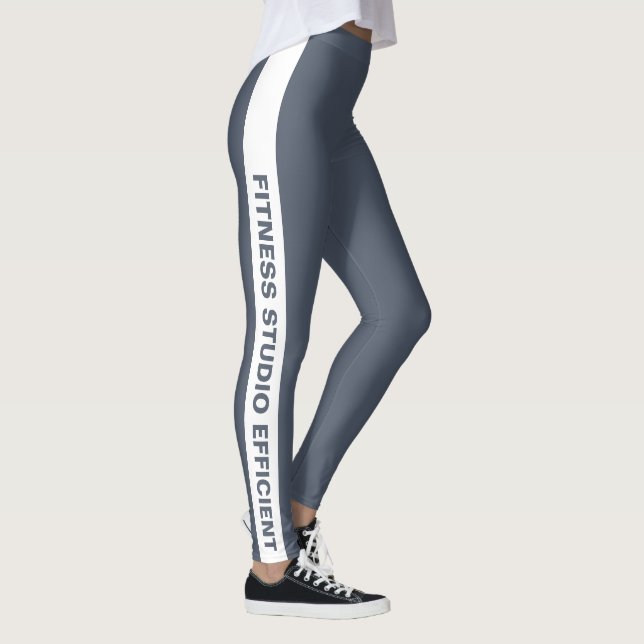 Custom Company Name White Stripe Grey  Leggings (Höger)