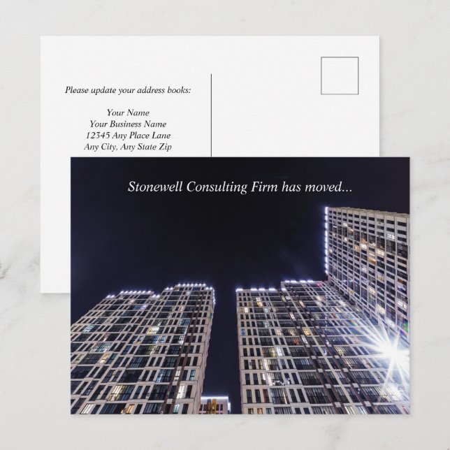 Custom Company Office Building Business Moving Meddelande Vykort (Fram/baksida)