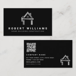 Custom Construction Black Silver Home Building Lux Visitkort