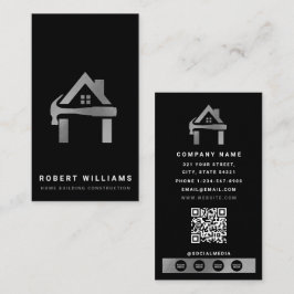 Custom Construction Black Silver Home Building Lux Visitkort