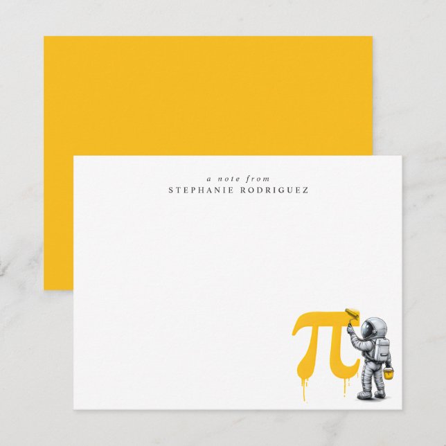 Custom Cool Astronaut Painting Pi Symbol Pi Day  Anteckningskort (Fram/baksida)
