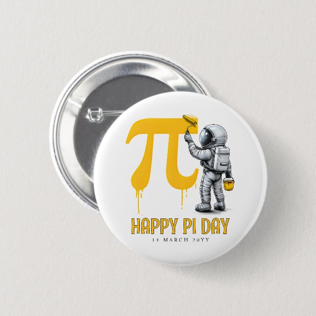 Custom Cool Astronaut Painting Pi Symbol Pi Day  Knapp (Framsida & baksida)