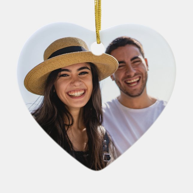 Custom Coordinates Fist Date Valentine's Day Gift Julgransprydnad Keramik (Framsidan)