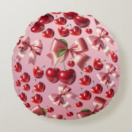 Custom Coquette Heart Bow Pattern Wrapping Paper Rund Kudde