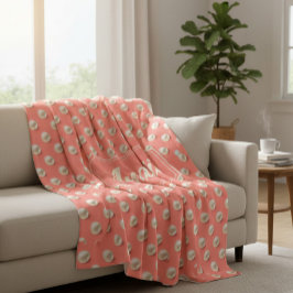 Custom Coral & Pearls Elegant Soft Throw Blanket Fleecefilt